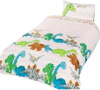 Homespace Direct Rapport Home Dinosaur Kids Polycotton Duvet Set with Pillowcase, Brown, Small Single