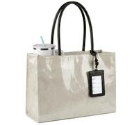 HOMESPON Sac à Main PVC Femme Cabas en Papier Kraft avec Fermeture Éclair Anse pour Travail Études et Quotidien