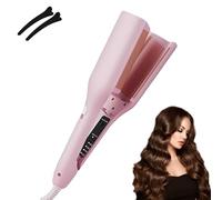 Homessencials Hair Styling Tool with Negative Ionic Technology, 3D Curling Iron, 4 Gears Double-Sided Heating, Create Frizz-Free French Curls Effortlessly Curling Irons (Pink)