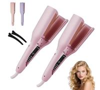 Homessencials Hair Styling Tool with Negative Ionic Technology, 3D Curling Iron for Quickly Creating Smooth Waves, 4 Gears Double-Sided Heating Lasting in 24 Hrs for Travel & Home (2Pcs*Pink)
