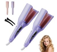 Homessencials Hair Styling Tool with Negative Ionic Technology, 3D Curling Iron for Quickly Creating Smooth Waves, 4 Gears Double-Sided Heating Lasting in 24 Hrs for Travel & Home (2Pcs*Purple)