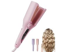 Homessencials Hair Styling Tool, with Negative Ionic Technology, Adjustable Temp French Curls Iron, 4 Gears Double-Sided Heating, for Travel & Home (Pink)