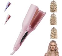 Homessencials Hair Styling Tool with Negative Ionic Technology, French Curls Iron, 32mm Curling, Quickly Creating Smooth Waves, 4 Gears Double-Sided Heating, for Travel And Home (Pink)