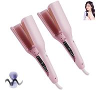 Homessencials Hair Styling Tool with Negative Ionic Technology, French Curls Iron, 3D Curling Iron for Quickly Creating Smooth Waves, 4 Gears Double-Sided Heating Lasting in 24 Hrs (2*Pink)