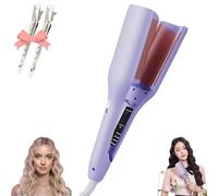 Homessencials Hair Styling Tool with Negative Ionic Technology, French Curls Iron, Adjustable Temperatures, 4 Gears Double-Sided Heating, Quickly Creating Smooth Waves (Purple)