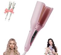 Homessencials Hair Styling Tool with Negative Ionic Technology, French Curls Iron, Adjustable Temperatures, 4 Gears Double-Sided Heating, Quickly Creating Smooth Waves (Pink)