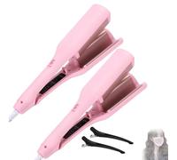 Homessencials Hair Styling Tool with Negative Ionic Technology, french wave curling iron, for Quickly Creating Smooth Waves, double-sided heating curling Lasting in 24 Hrs, french curl (2 PCS Pink)