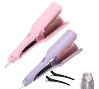 Homessencials Hair Styling Tool with Negative Ionic Technology, french wave curling iron, for Quickly Creating Smooth Waves, double-sided heating curling Lasting in 24 Hrs, french curl (Purple+Pink)