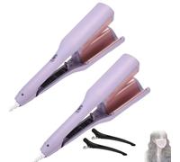 Homessencials Hair Styling Tool with Negative Ionic Technology, french wave curling iron, for Quickly Creating Smooth Waves, double-sided heating curling Lasting in 24 Hrs, french curl (2 PCS Purple)