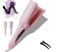 Homessencials Hair Styling Tool with Negative Ionic Technology,Homessencials 3D Curling Iron, Anti-Scald Wave Curling Iron, Wide Deep Waves 15s Heats Up Smooth Lasting (Pink)