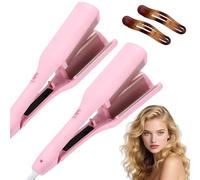 Homessencials Hair Styling Tool with Negative Ionic Technology, Homessencials French Eggs Curling Iron, Anti-Scald, 4 Gears Double-Sided Heating, 1.26in Curling (Pink,2PCS)