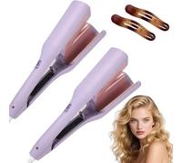 Homessencials Hair Styling Tool with Negative Ionic Technology, Homessencials French Eggs Curling Iron, Anti-Scald, 4 Gears Double-Sided Heating, 1.26in Curling (Purple,2PCS)