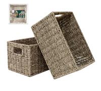 HOMESTEAD Lot de 2 paniers de rangement étroits en corde naturelle tissée, parfaits comme décoration de papier toilette en osier, pour salon, cuisine et bureau (herbe de mer - Lot de 2)