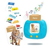 HOMESTEC Cartes Flash parlantes, Jeu éducatif Audible pour Enfants de 2 à 6 Ans, 144 Feuilles, 288 Mots en Espagnol, thème Spatial Jouet Montessori, Bleu