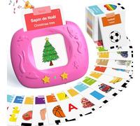 HOMESTEC Jouets D'Apprentissage De La Parole Pour Tout-Petits, Cartes-Flash Réalistes Améliorées, Mots Visuels Avec Sons, Accent Français, Éducatif Montessori Pour Enfants D'Âge Préscolaire (Rose-216)