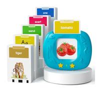 HOMESTEC Jouets éducatifs de la Parole pour Tout-Petits, Cartes-Flash réalistes améliorées, Mots à Vue Anglais avec des Sons, Accent Britannique, kit Montessori pour Enfants d'âge préscolaire (Bleu)