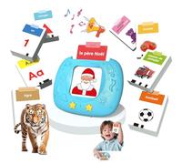 HOMESTEC Jouets éducatifs de la Parole pour Tout-Petits, Cartes-Flash réalistes améliorées, Mots visuels français avec Sons, Accent français, kit Jeu Montessori pour Enfants d'âge préscolaire (Bleu)