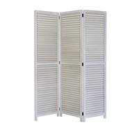 Homestyle4u 1357 Paravent à lattes en bois, 3 pièces, blanc vintage