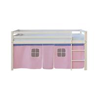 Lit Mi-Hauteur Avec Rideaux Rose Pale