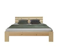Lit en Bois Double Adulte 180x200 Massif Cadre de Sommier à Lattes Homestyle4u