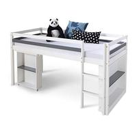 Homestyle4u Lit mezzanine 1880 avec bureau 90x200 cm bois blanc pour enfant
