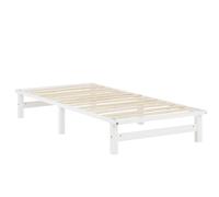 Homestyle4u 1965 Lit en bois de pin massif avec sommier à lattes - 90 x 200 cm - Blanc