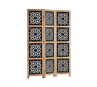 Homestyle4u 2015 Paravent en bois naturel noir naturel 3 pièces Brise-vue