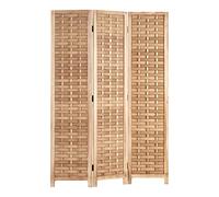 Homestyle4u 2020 Paravent, séparateur de pièce, en bois naturel, marron, 3 pièces