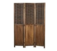 Homestyle4u 2023 Paravent en bois marron foncé 3 pièces aspect rotin Brise-vue