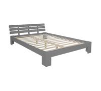 Homestyle4u 2038 Lit double en bois de pin avec sommier à lattes Gris 160 x 200 cm