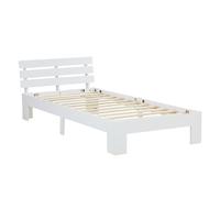 Homestyle4u 2190, Lit Simple en Bois 90x200, lit Simple avec sommier à Lattes, Blanc, pin Massif