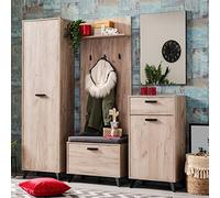 Homestyle4u 2207 Ensemble de 5 garde-manteaux en bois de chêne gris