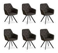 Homestyle4u 2350 - Lot de 6 chaises de salle à manger rembourrées avec accoudoirs, pour salon, cuisine - Gris