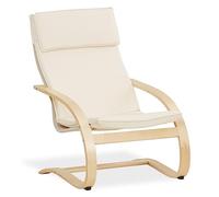 Homestyle4u 2404 Fauteuil de relaxation, basculant, avec accoudoirs, pour salon, relaxation, beige crème
