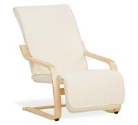 Homestyle4u 2406 - Fauteuil de relaxation, basculant, avec accoudoir, fonction allongée, fauteuil à bascule, pour le salon, beige crème
