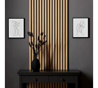 Homestyle4u 2410, Panneau acoustique 1er Set 60 x 120 cm en aspect bois chêne naturel 3D Revêtement mural Panneau mural sur feutre