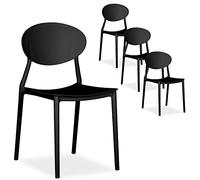 Homestyle4u 2448 Lot de 4 chaises de jardin empilables en plastique Noir Résistant aux intempéries