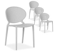 Homestyle4u 2472 Lot de 4 chaises de jardin empilables en plastique gris résistant aux intempéries