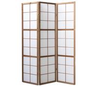 Homestyle4u 3 pan diviseur de pièce écran Pliant - Bois diviseur Shoji en Riz Brun Blanc