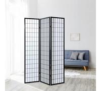 Homestyle4u 3 pan diviseur de pièce écran Pliant - Bois partition Shoji en Riz Noir Blanc