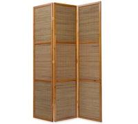 Homestyle4u 3 pan Diviseur de pièce paravent taille spéciale 2 m de hauteur - bois diviseur Shoji avec du bambou en brun clair G