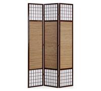 Homestyle4u 3 pan Diviseur de pièce paravent Taille spéciale 2 m de Hauteur - Bois diviseur Shoji avec Bambou au Riz Brun Blanc