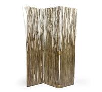 Homestyle4u 3 pan écran Salle diviseur pâturage Paravent Osier paravent Gris