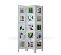 Homestyle4u 3 pan Pliant partition de diviseur de Chambre Bois dans Mur de Chaux Blanche Photo Photo