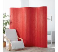 Homestyle4u 304, Paravent Intérieur 200cm de Haut, Rouge Mat Bambou, Pare-Vue Enroulable Forme de Vague