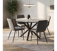Homestyle4u 3087 - 3087 - Ensemble de table à manger avec 4 chaises - Table ronde et chaises rembourrées