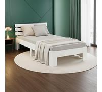 Homestyle4u 3207 Lit pour adolescent 90 x 200 cm avec tiroir, blanc, lit simple avec sommier à lattes, tiroir de lit et matelas en bois de pin