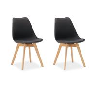 Homestyle4u 3344 Lot de 2 chaises rembourrées pour salle à manger, salon, cuisine Noir