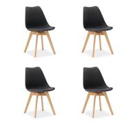 Homestyle4u 3345 Lot de 4 chaises de salle à manger, de cuisine, en plastique, avec pieds en bois, modernes, minimalistes