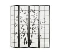Homestyle4u 4 éléments de écran intercalaire Partition Motif Bambou Noir, Single/Petite